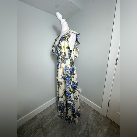 Caroline Constas Floral Cotton Ruffle Maxi Dress Size Large - Picture 5 of 16